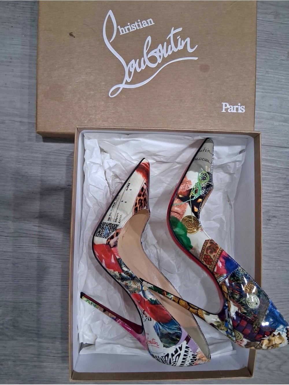 Christian Louboutin Multicolor Patent Collage Pointed-Toe Pumps